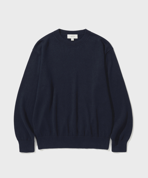 COTTON CASHMERE ROUND NECK KNIT (NAVY)