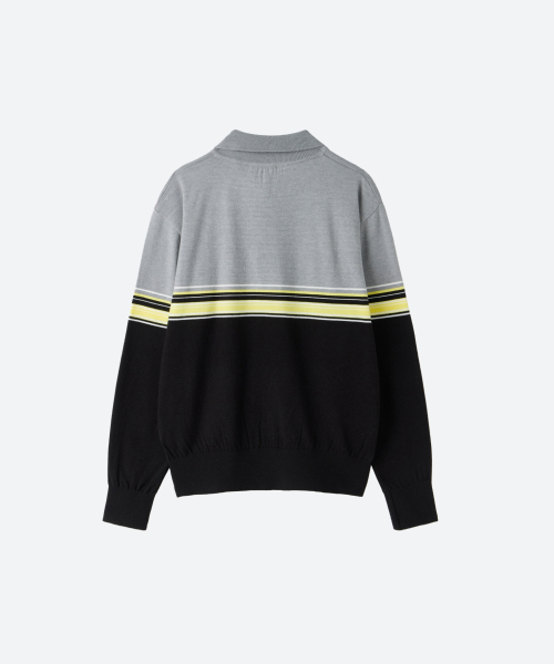 MOONSUN（ムーンサン）の「M.C UNISEX, Point Stripe Collar Knit / Gray Yellow（ニット/セーター・メンズ・その他・MEDIUM/LARGE）」の3枚目の写真