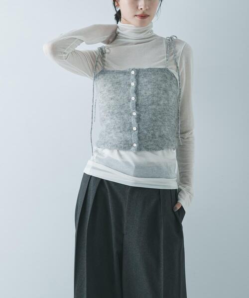 URBAN RESEARCH（アーバンリサーチ）の「シアーモヘヤキャミソール（ニット/セーター・レディース・ライトグレー/イエロー/ネイビー・FREE）」の2枚目の写真