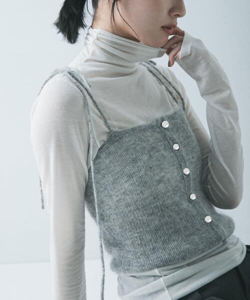 URBAN RESEARCH（アーバンリサーチ）の「シアーモヘヤキャミソール（ニット/セーター・レディース・ライトグレー/イエロー/ネイビー・FREE）」の4枚目の写真