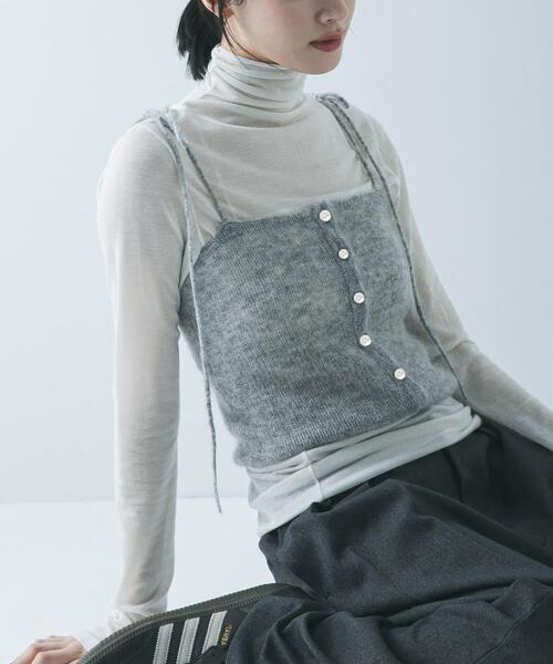 URBAN RESEARCH（アーバンリサーチ）の「シアーモヘヤキャミソール（ニット/セーター・レディース・ライトグレー/イエロー/ネイビー・FREE）」の5枚目の写真