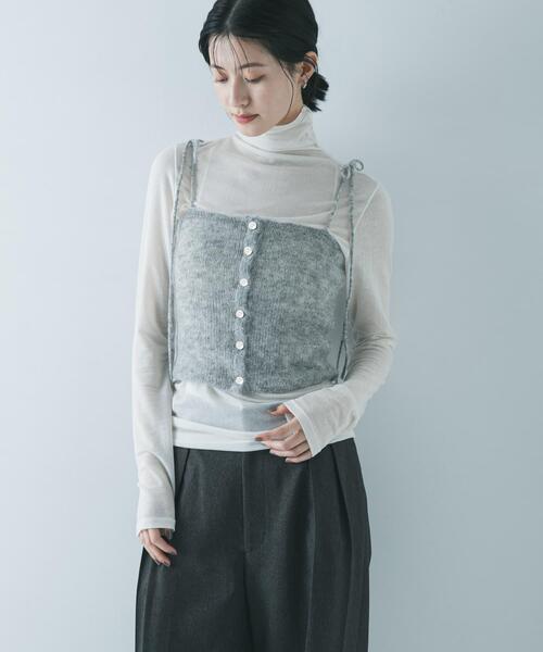 URBAN RESEARCH（アーバンリサーチ）の「シアーモヘヤキャミソール（ニット/セーター・レディース・ライトグレー/イエロー/ネイビー・FREE）」の6枚目の写真