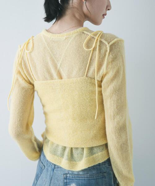 URBAN RESEARCH（アーバンリサーチ）の「シアーモヘヤキャミソール（ニット/セーター・レディース・ライトグレー/イエロー/ネイビー・FREE）」の16枚目の写真