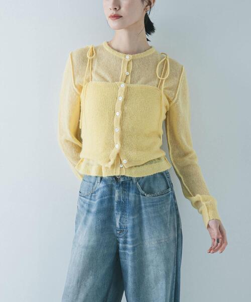 URBAN RESEARCH（アーバンリサーチ）の「シアーモヘヤキャミソール（ニット/セーター・レディース・ライトグレー/イエロー/ネイビー・FREE）」の17枚目の写真