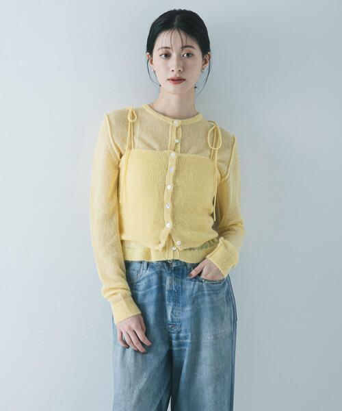 URBAN RESEARCH（アーバンリサーチ）の「シアーモヘヤキャミソール（ニット/セーター・レディース・ライトグレー/イエロー/ネイビー・FREE）」の18枚目の写真