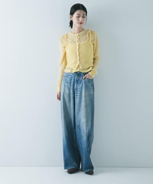 URBAN RESEARCH（アーバンリサーチ）の「シアーモヘヤキャミソール（ニット/セーター・レディース・ライトグレー/イエロー/ネイビー・FREE）」の21枚目の写真