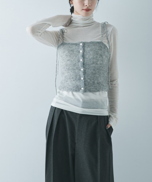 URBAN RESEARCH(アーバンリサーチ)の「シアーモヘヤキャミソール(ニット/セーター・レディース・ライトグレー/イエロー/ネイビー・FREE)」の2枚目の写真