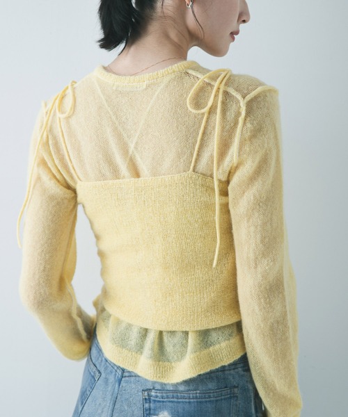 URBAN RESEARCH(アーバンリサーチ)の「シアーモヘヤキャミソール(ニット/セーター・レディース・ライトグレー/イエロー/ネイビー・FREE)」の5枚目の写真