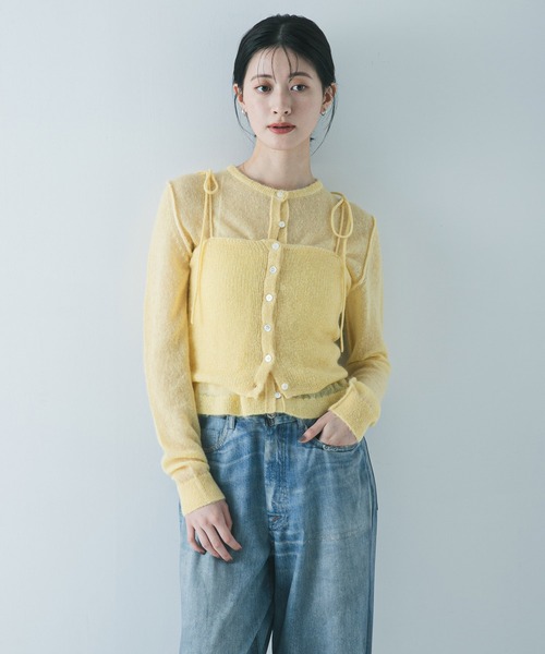 URBAN RESEARCH(アーバンリサーチ)の「シアーモヘヤキャミソール(ニット/セーター・レディース・ライトグレー/イエロー/ネイビー・FREE)」の7枚目の写真