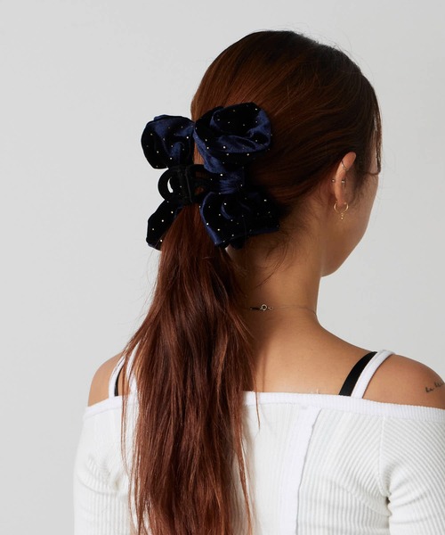 TRESSE/トレス BRIGITTE dot ribbon clip ベルベット生地 リボンヘア