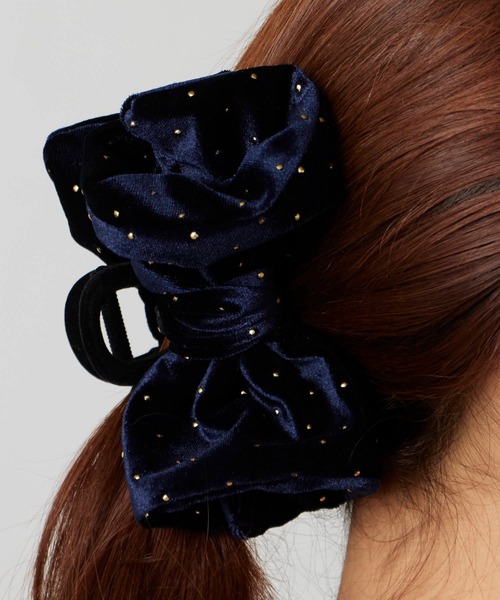 TRESSE/トレス BRIGITTE dot ribbon clip ベルベット生地 リボンヘア