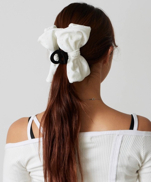 TRESSE/トレス BRIGITTE dot ribbon clip ベルベット生地 リボンヘア