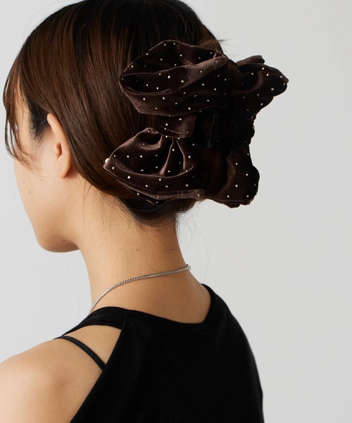 TRESSE/トレス BRIGITTE dot ribbon clip ベルベット生地 リボンヘア