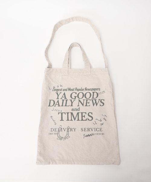 YA GOOD IDEAS トートバッグ アイボリー YA GOOD IDEAS YA GOOD DAILY NEWS TIMES T（トートバッグ