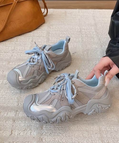 Lace Ladies（レースレディース）の「バイカラー ボリューム 厚底 ダッド スニーカー シューズ（スニーカー・レディース・アイボリー/グレー・22.5cm/23cm/23.5cm/24cm/24.5cm/25cm）」の7枚目の写真