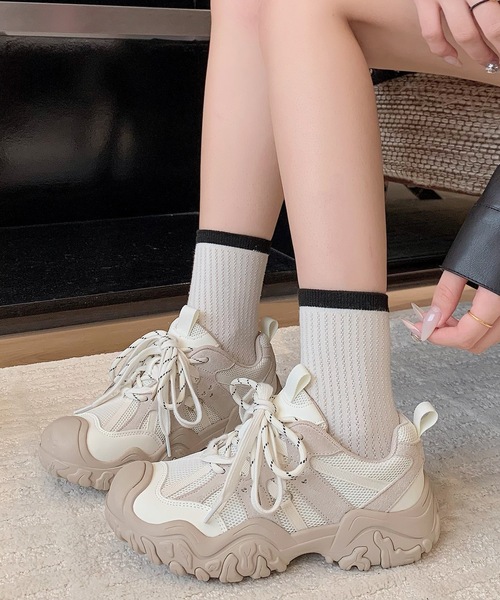 Lace Ladies（レースレディース）の「バイカラー ボリューム 厚底 ダッド スニーカー シューズ（スニーカー・レディース・アイボリー/グレー・22.5cm/23cm/23.5cm/24cm/24.5cm/25cm）」の8枚目の写真