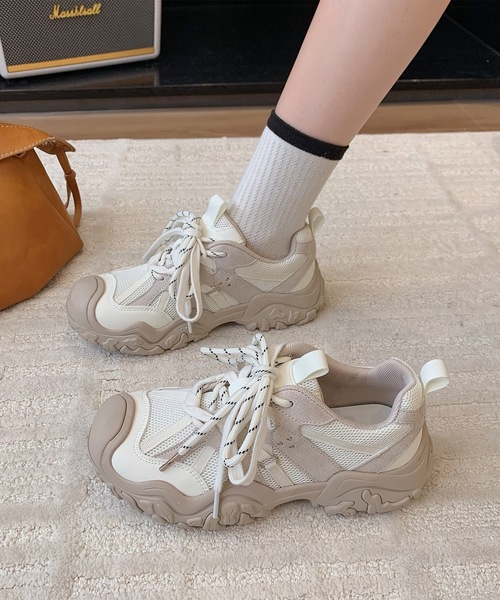 Lace Ladies（レースレディース）の「バイカラー ボリューム 厚底 ダッド スニーカー シューズ（スニーカー・レディース・アイボリー/グレー・22.5cm/23cm/23.5cm/24cm/24.5cm/25cm）」の11枚目の写真
