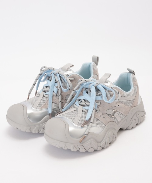 Lace Ladies（レースレディース）の「バイカラー ボリューム 厚底 ダッド スニーカー シューズ（スニーカー・レディース・アイボリー/グレー・22.5cm/23cm/23.5cm/24cm/24.5cm/25cm）」の14枚目の写真