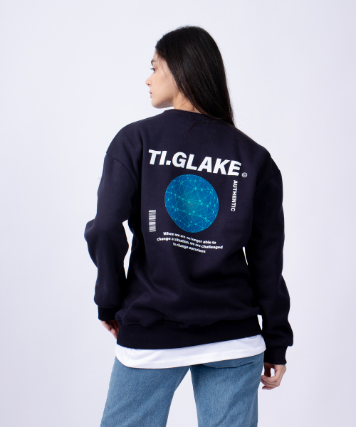 TI.GLAKE(ティーグレイク)の「シチュエーションオーバーサイズ裏起毛スウェットTシャツネイビー(スウェット・レディース・その他・MEDIUM/LARGE/X-LARGE/XX-LARGE)」の1枚目の写真
