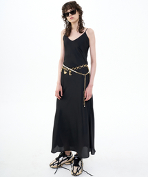 B QUIET（ビークワイエット）の「MAXI SATIN SLIP DRESS_BLACK（ワンピース）」