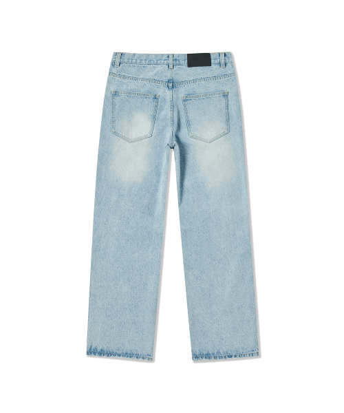 FRAGE（フラゲ）の「ライトブルー ワイドストレート ディストロイド デニムパンツ（デニムパンツ・メンズ・その他・SMALL/MEDIUM/LARGE）」の3枚目の写真