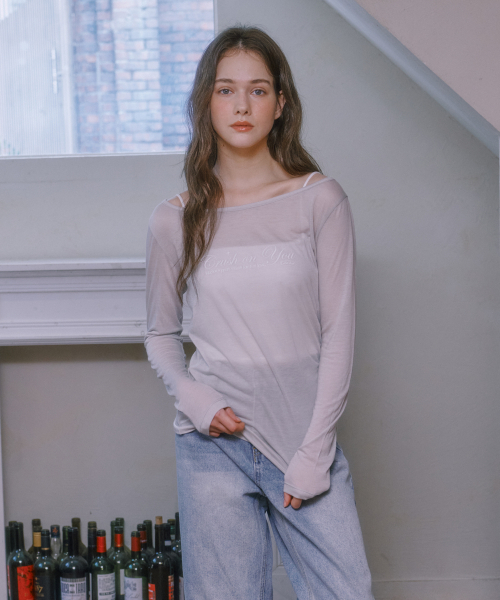 LULUCHOU(ルルシュ)の「See-through Boat Neck T-shirt - LIGHT GRAY(Tシャツ/カットソー・レディース・ライトグレー・FREE)」の4枚目の写真