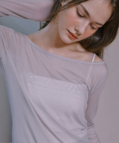LULUCHOU(ルルシュ)の「See-through Boat Neck T-shirt - LIGHT GRAY(Tシャツ/カットソー・レディース・ライトグレー・FREE)」の2枚目の写真