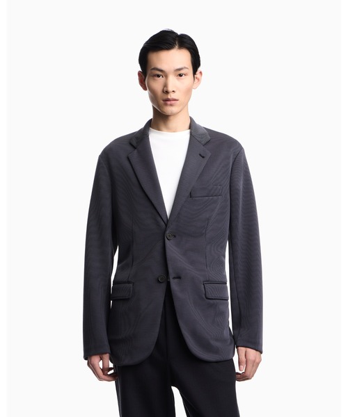 EMPORIO ARMANI(エンポリオアルマーニ)の「【エンポリオ アルマーニ】シングルブレストジャケット プレーティング風グログラン(テーラードジャケット・メンズ・チャコールグレー・50/48)」の1枚目の写真