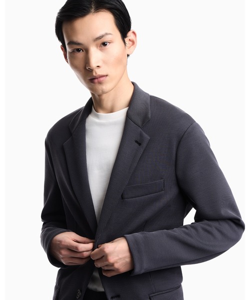 EMPORIO ARMANI(エンポリオアルマーニ)の「【エンポリオ アルマーニ】シングルブレストジャケット プレーティング風グログラン(テーラードジャケット・メンズ・チャコールグレー・50/48/46)」の4枚目の写真