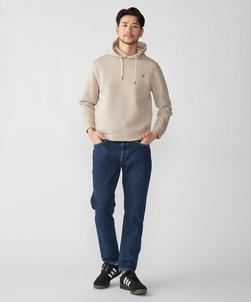 SHIPS(シップス)の「【WEB限定】SHIPS: コットン ポリ ダブル ニット フーディー パーカ (セットアップ対応)(パーカー・メンズ・グレー/ベージュ/ブラック・LARGE/MEDIUM/SMALL/X-LARGE)」の4枚目の写真