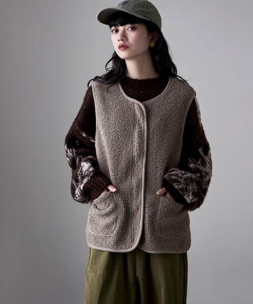 etoll.（エトル）の「ライトボアジップベスト（ベスト・レディース・ホワイト/ブラウン/モカ/ブラック・M～Ｌ）」の16枚目の写真