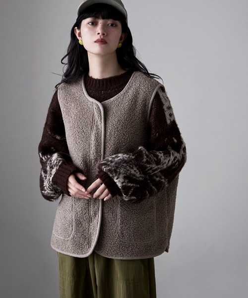 etoll.（エトル）の「ライトボアジップベスト（ベスト・レディース・ホワイト/ブラウン/モカ/ブラック・M～Ｌ）」の17枚目の写真