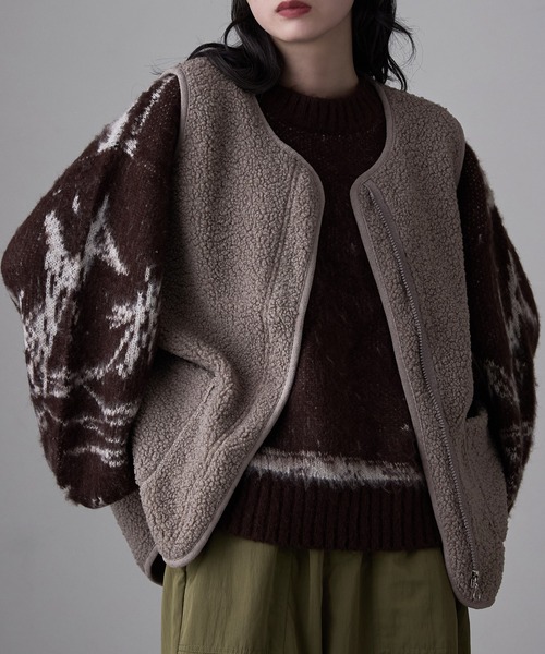 etoll.（エトル）の「ライトボアジップベスト（ベスト・レディース・ホワイト/ブラウン/モカ/ブラック・M～Ｌ）」の21枚目の写真