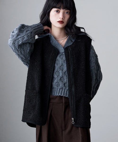 etoll.（エトル）の「ライトボアジップベスト（ベスト・レディース・ホワイト/ブラウン/モカ/ブラック・M～Ｌ）」の11枚目の写真