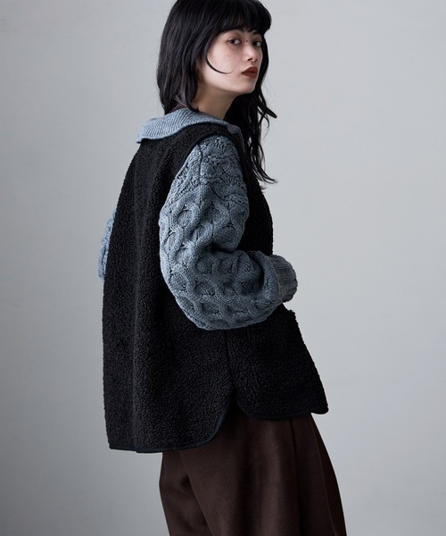 etoll.（エトル）の「ライトボアジップベスト（ベスト・レディース・ホワイト/ブラウン/モカ/ブラック・M～Ｌ）」の12枚目の写真