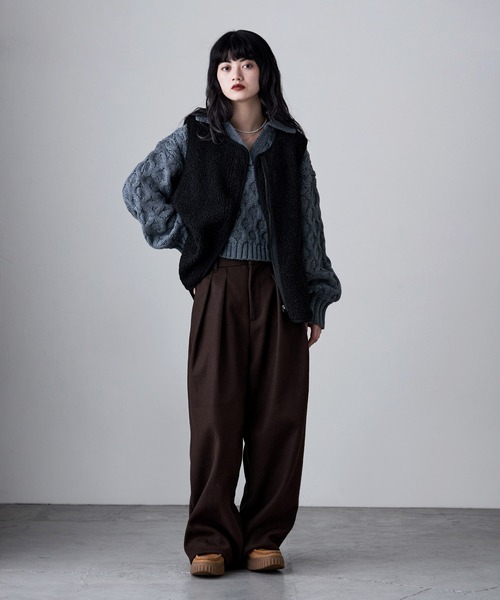 etoll.（エトル）の「ライトボアジップベスト（ベスト・レディース・ホワイト/ブラウン/モカ/ブラック・M～Ｌ）」の13枚目の写真