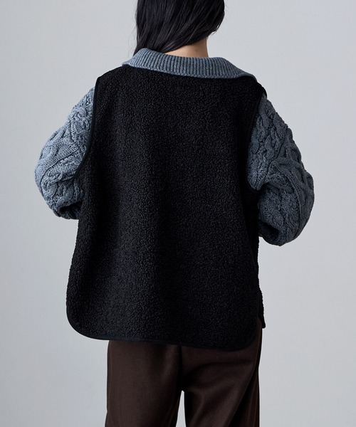 etoll.（エトル）の「ライトボアジップベスト（ベスト・レディース・ホワイト/ブラウン/モカ/ブラック・M～Ｌ）」の15枚目の写真