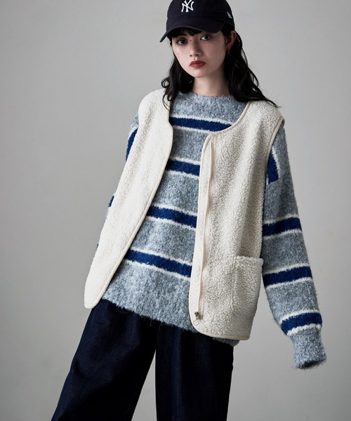 etoll.（エトル）の「ライトボアジップベスト（ベスト・レディース・ホワイト/ブラウン/モカ/ブラック・M～Ｌ）」の22枚目の写真