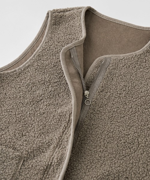 etoll.（エトル）の「ライトボアジップベスト（ベスト・レディース・ホワイト/ブラウン/モカ/ブラック・M～Ｌ）」の9枚目の写真