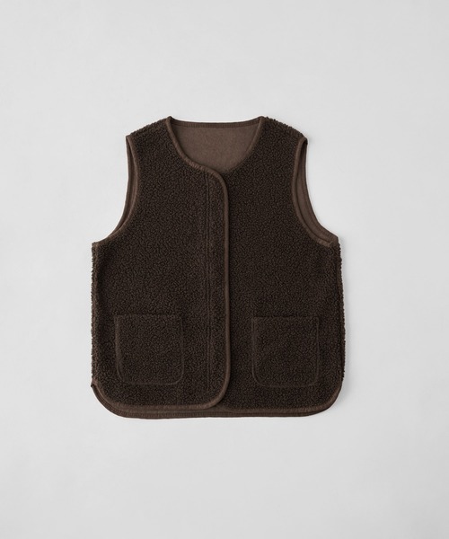 etoll.（エトル）の「ライトボアジップベスト（ベスト・レディース・ホワイト/ブラウン/モカ/ブラック・M～Ｌ）」の8枚目の写真