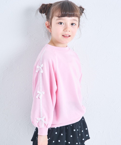 セール】【軽やかスウェット】ガールズ レース リボン ライン