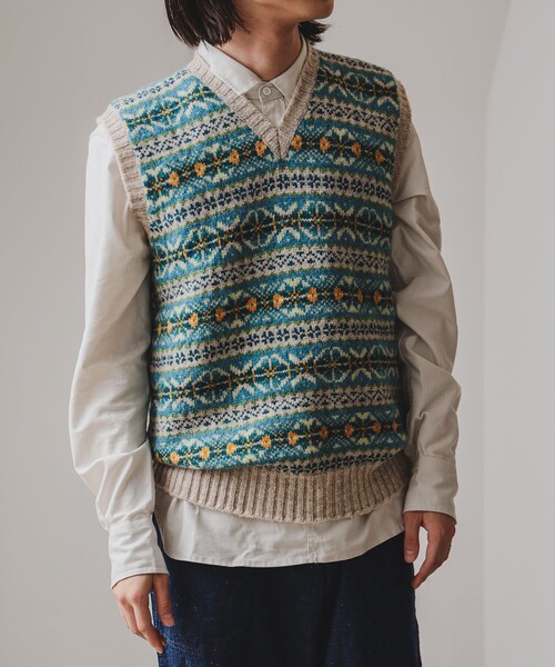 別注】Jamieson's Knitwear / フェアアイル柄 Vネック ベスト（ベスト