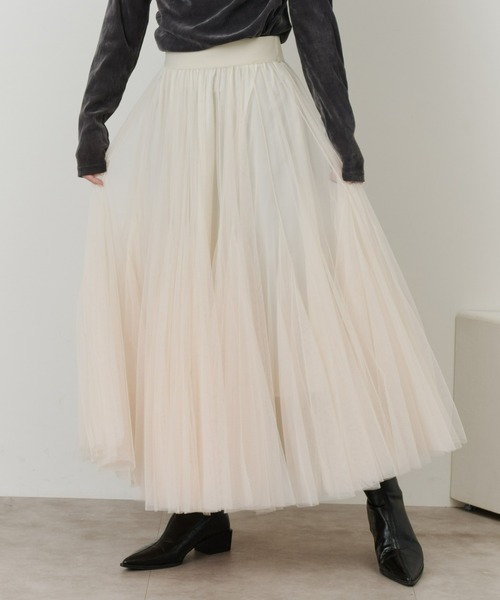 Olu.（オルドット）の「ボリュームロングチュールスカート（スカート・レディース・ホワイト/ブラック・FREE）」の2枚目の写真
