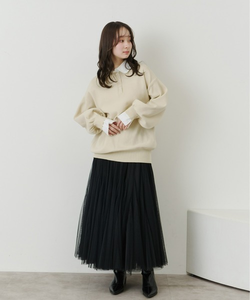 Olu.（オルドット）の「ボリュームロングチュールスカート（スカート・レディース・ホワイト/ブラック・FREE）」の4枚目の写真