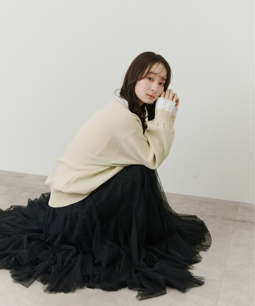 Olu.（オルドット）の「ボリュームロングチュールスカート（スカート・レディース・ホワイト/ブラック・FREE）」の6枚目の写真