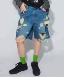 Candy Stripper（キャンディストリッパー）の「TATTERED LAYERED DENIM HALF パンツ（デニムパンツ）」