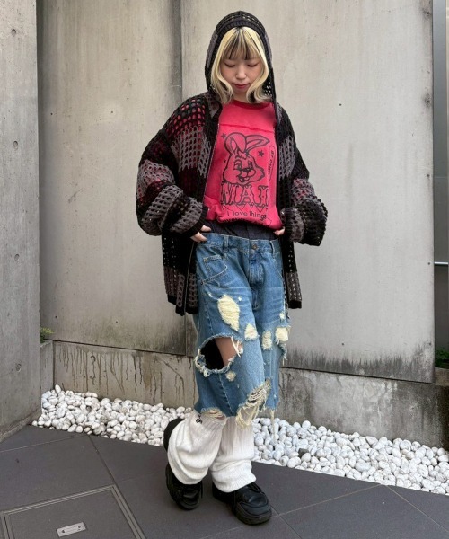 Candy Stripper（キャンディストリッパー）の「TATTERED LAYERED DENIM HALF パンツ（デニムパンツ・レディース・ブルー系その他/ライトインディゴブルー・FREE）」の10枚目の写真