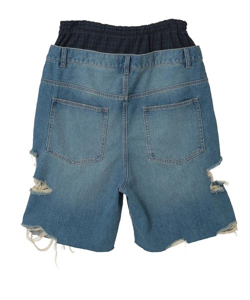 Candy Stripper（キャンディストリッパー）の「TATTERED LAYERED DENIM HALF パンツ（デニムパンツ・レディース・ブルー系その他/ライトインディゴブルー・FREE）」の14枚目の写真