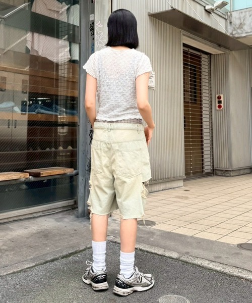 Candy Stripper(キャンディストリッパー)の「TATTERED LAYERED DENIM HALF パンツ(デニムパンツ・レディース・ブルー系その他/ライトインディゴブルー・FREE)」の22枚目の写真