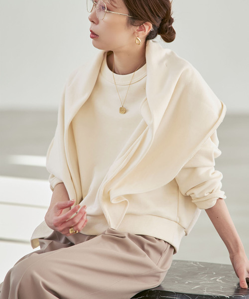 PROTAGONISTA(プロタゴニスタ)の「《NOBLE生地別注》PROTAGONISTA/プロタゴニスタ スカーフ付きスウェット(スウェット・レディース・チャコールグレー/アイボリー・FREE)」の20枚目の写真